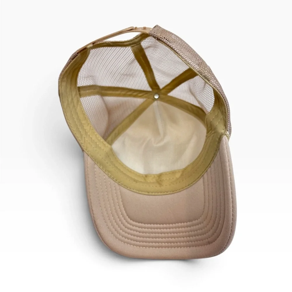 I Love Cowboys Trucker Hat Tan Western Mesh Snapback Cap Khaki Heart Graphic